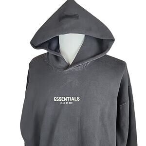 Essentials Fear of God Oversized Relaxed Hoodie “Iron” Black Size Large